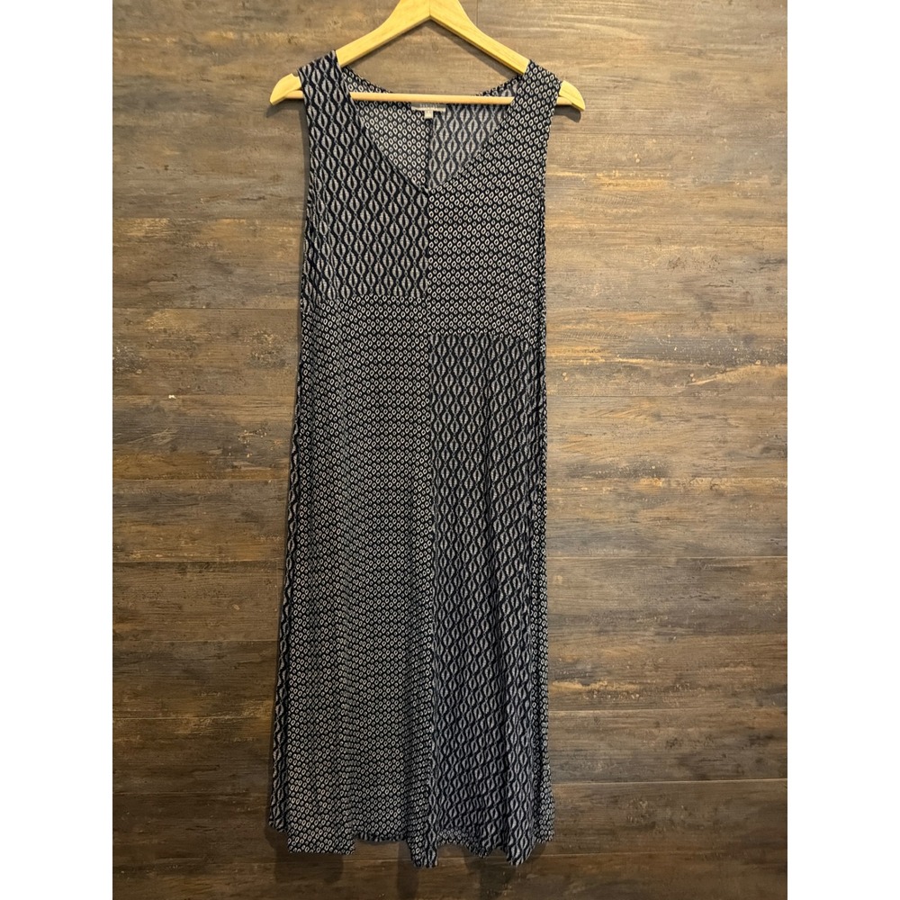 Habitat Clothes to Live In Womens Navy Mixed Geometric Midi Dress Size S 33780